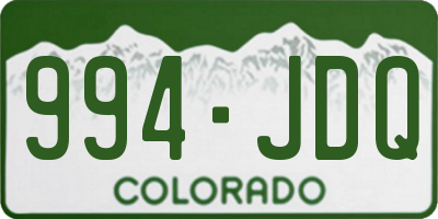 CO license plate 994JDQ