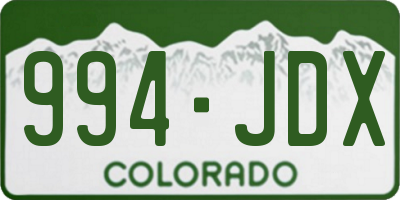 CO license plate 994JDX