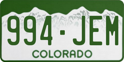 CO license plate 994JEM