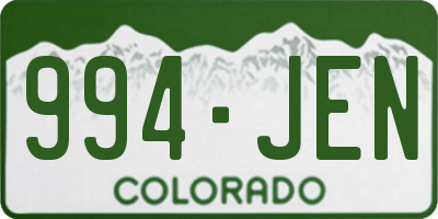 CO license plate 994JEN