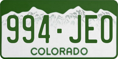 CO license plate 994JEO