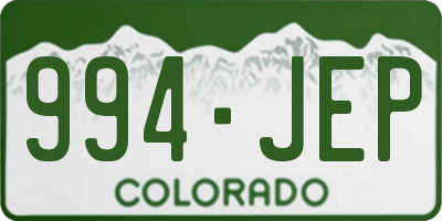 CO license plate 994JEP