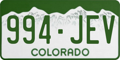CO license plate 994JEV