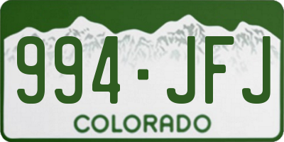 CO license plate 994JFJ