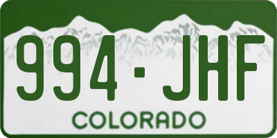 CO license plate 994JHF