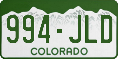 CO license plate 994JLD