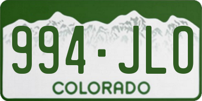 CO license plate 994JLO