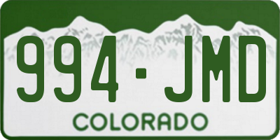 CO license plate 994JMD