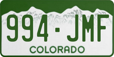 CO license plate 994JMF
