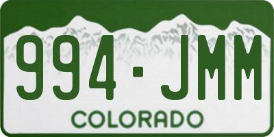 CO license plate 994JMM