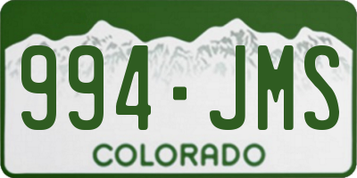 CO license plate 994JMS