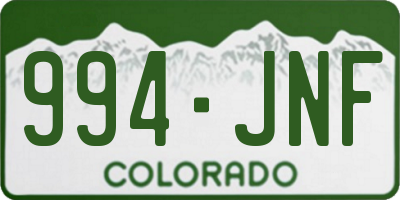 CO license plate 994JNF
