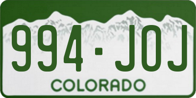 CO license plate 994JOJ