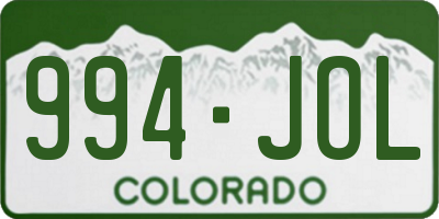 CO license plate 994JOL