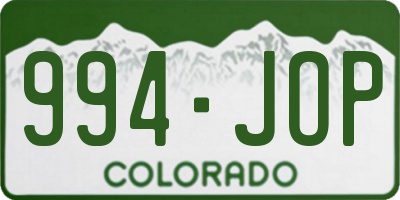 CO license plate 994JOP