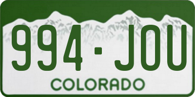 CO license plate 994JOU