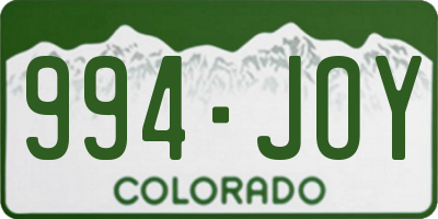 CO license plate 994JOY