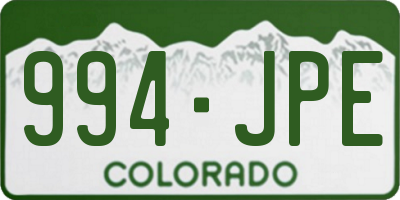 CO license plate 994JPE