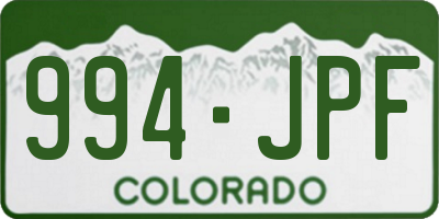 CO license plate 994JPF