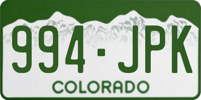 CO license plate 994JPK
