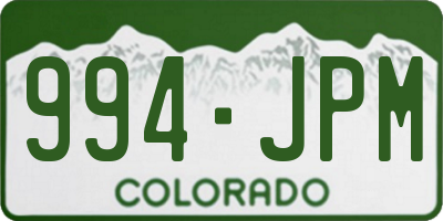 CO license plate 994JPM