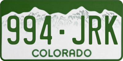 CO license plate 994JRK
