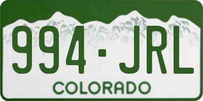 CO license plate 994JRL