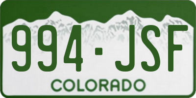 CO license plate 994JSF