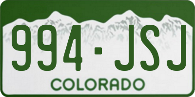 CO license plate 994JSJ