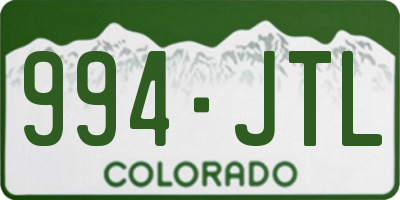 CO license plate 994JTL