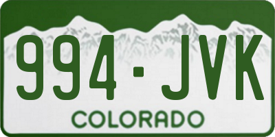 CO license plate 994JVK