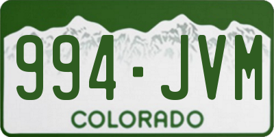 CO license plate 994JVM