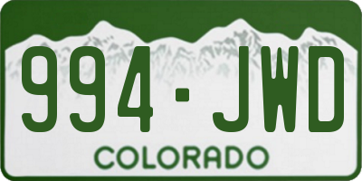 CO license plate 994JWD