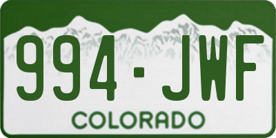 CO license plate 994JWF