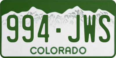 CO license plate 994JWS
