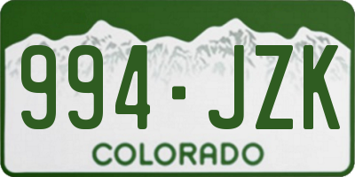 CO license plate 994JZK