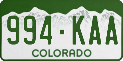 CO license plate 994KAA
