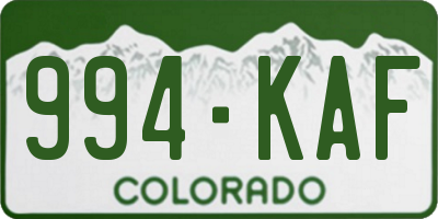 CO license plate 994KAF