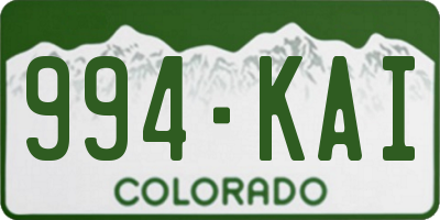 CO license plate 994KAI