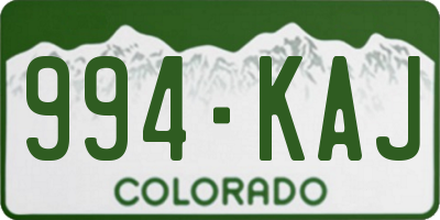 CO license plate 994KAJ