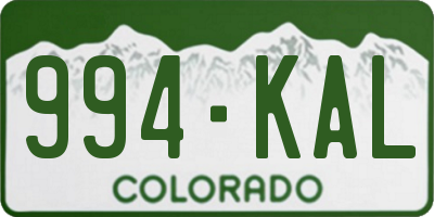CO license plate 994KAL