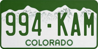 CO license plate 994KAM