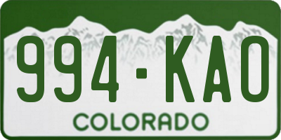CO license plate 994KAO