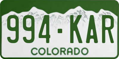 CO license plate 994KAR