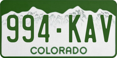 CO license plate 994KAV