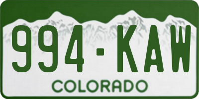 CO license plate 994KAW