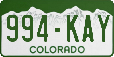 CO license plate 994KAY