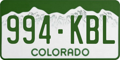 CO license plate 994KBL