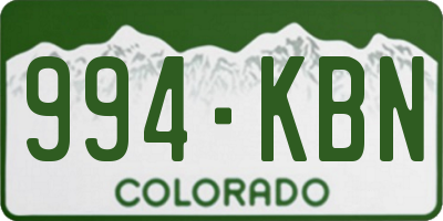 CO license plate 994KBN