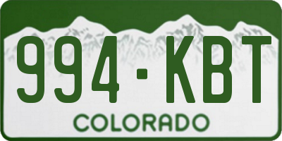 CO license plate 994KBT